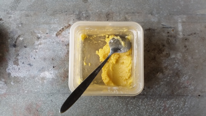 Flour has been mixed with the melted butter. Photo by: Student Kitchenette. 